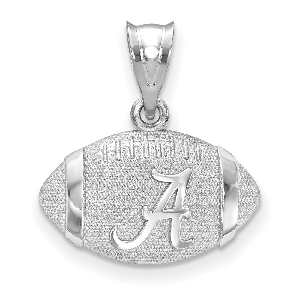 Sterling Silver Rhod-plated U. of Alabama Domed Football Pendant