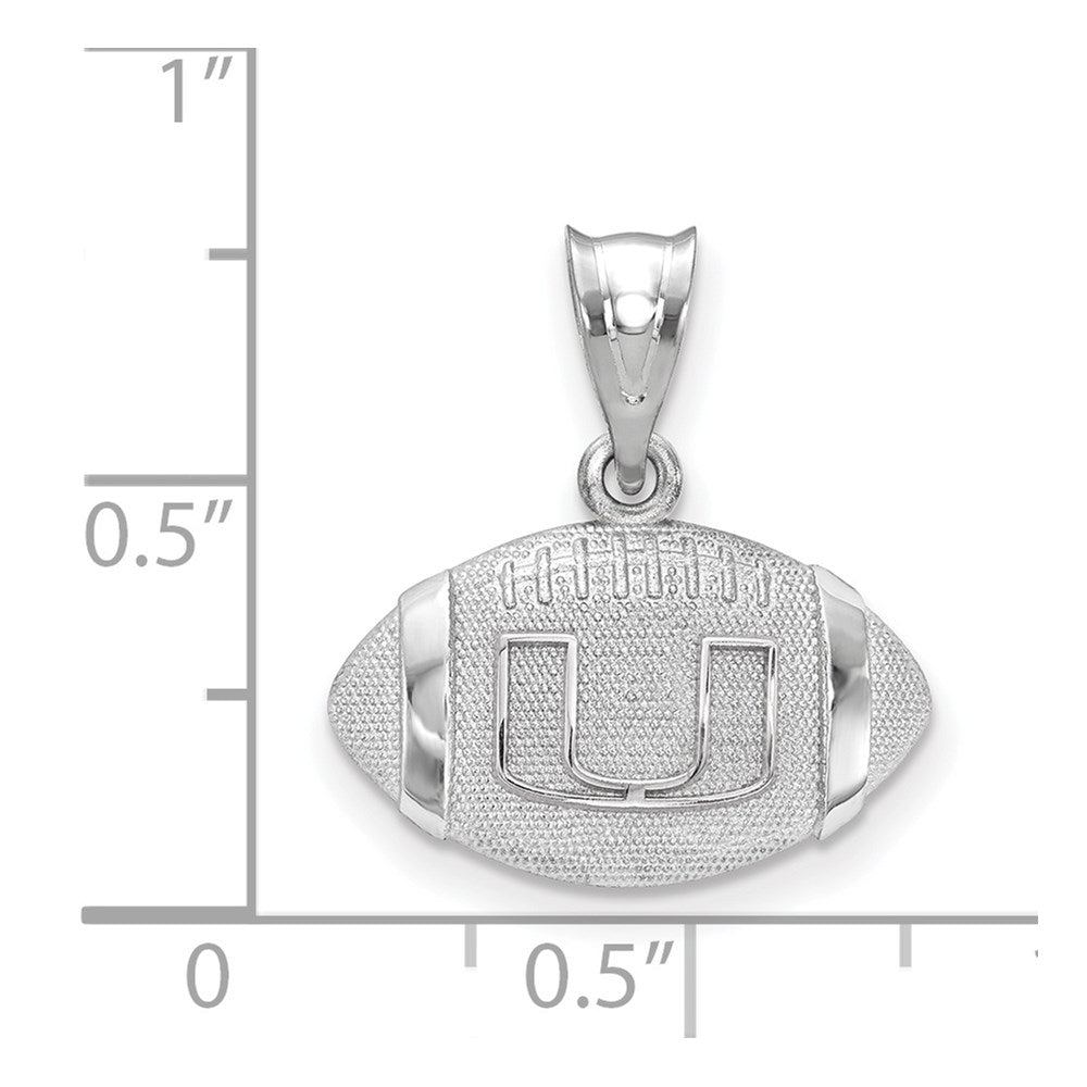 Sterling Silver Rhodium-plated U. of Miami Football Pendant