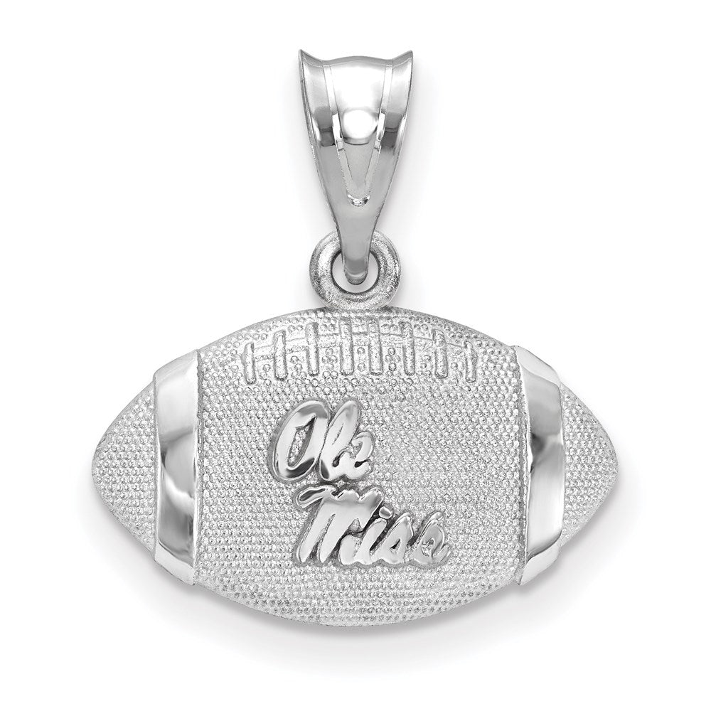 Sterling Silver Rhodium-plated U. of Mississippi Football Pendant