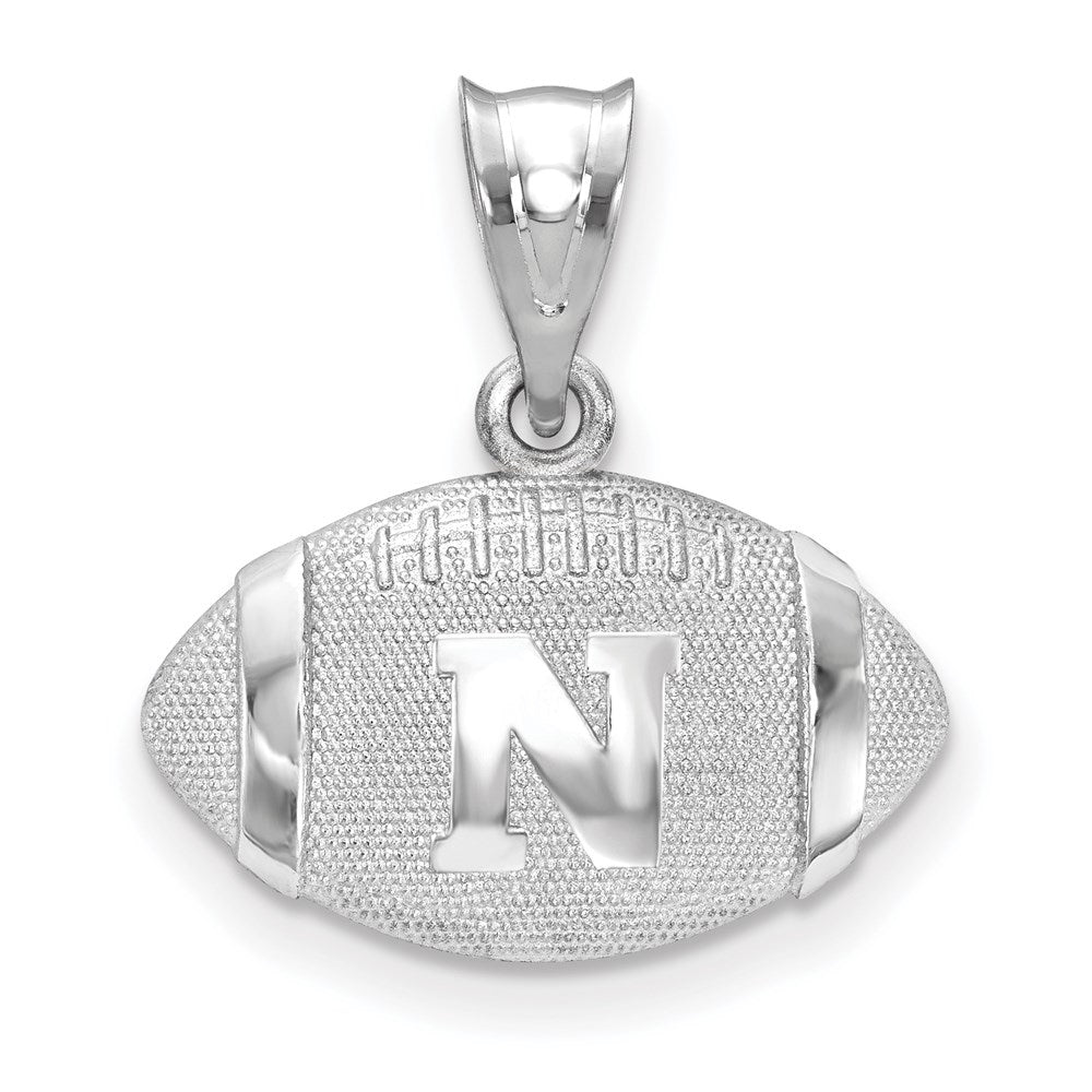 Sterling Silver Rhodium-plated University of Nebraska Football Pendant