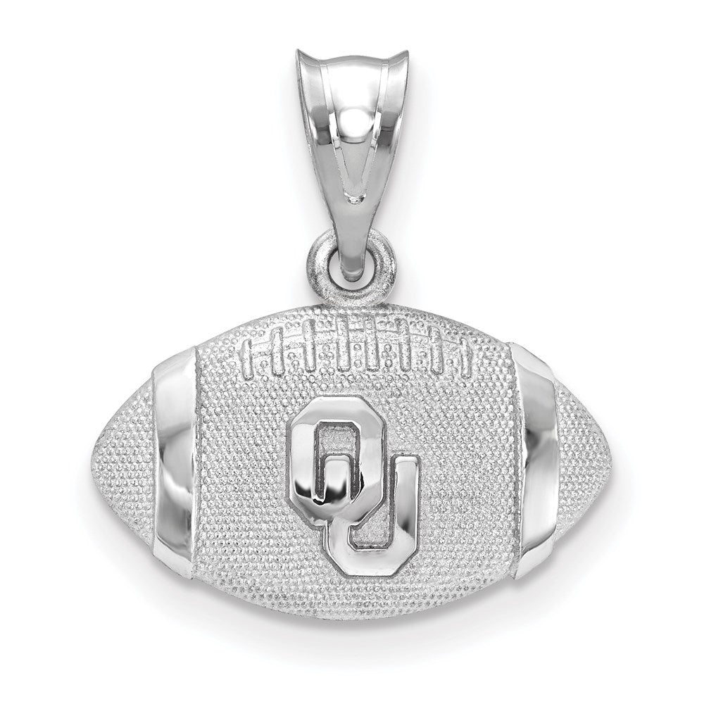 Sterling Silver Rhodium-plated University of Oklahoma Football Pendant