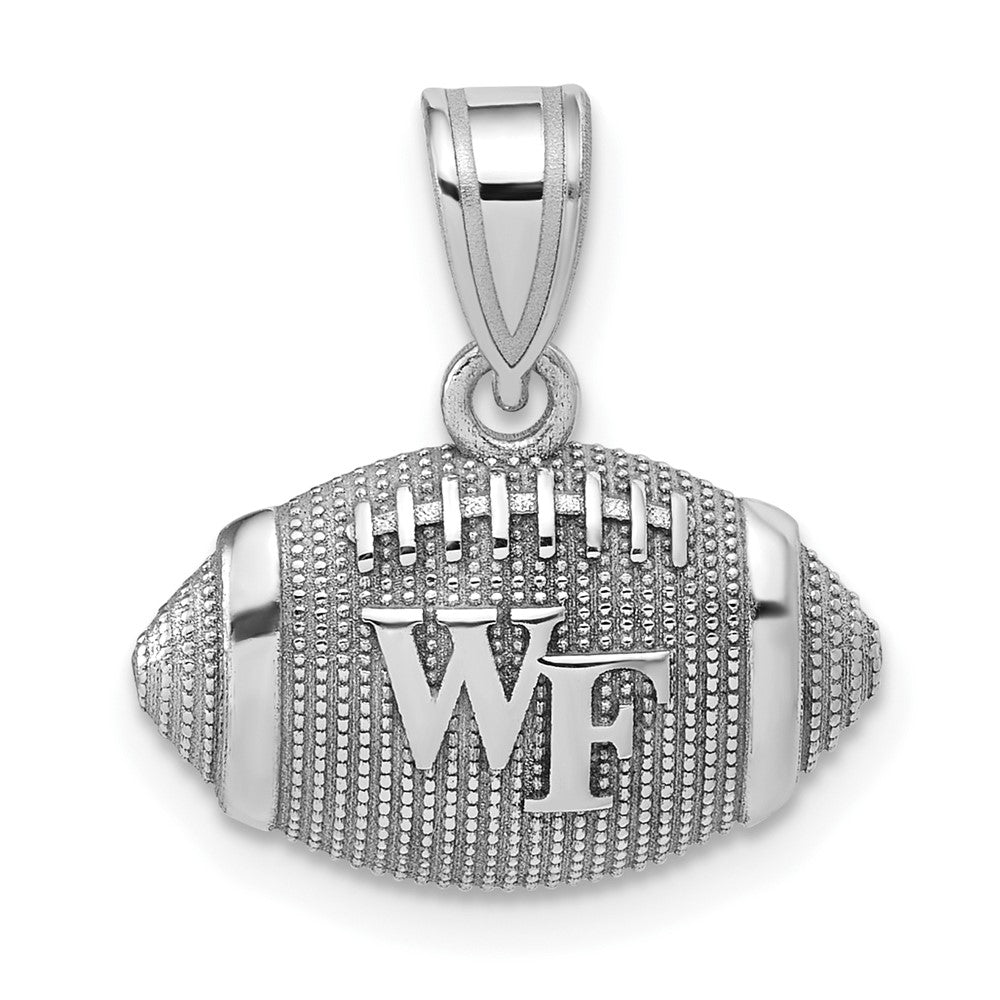 Sterling Silver Rhodium-plated Wake Forest University Football Pendant