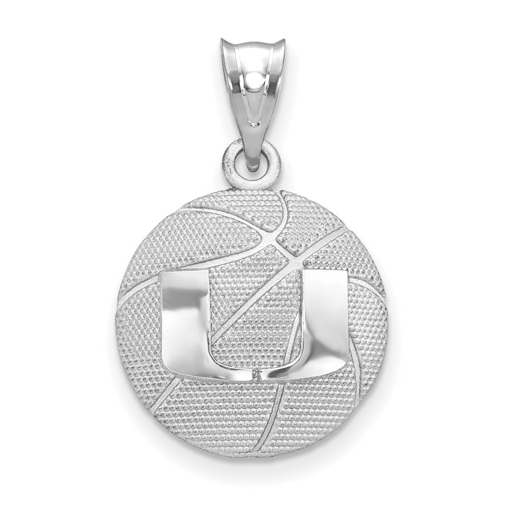 Sterling Silver Rhodium-plated U. of Miami Basketball Pendant