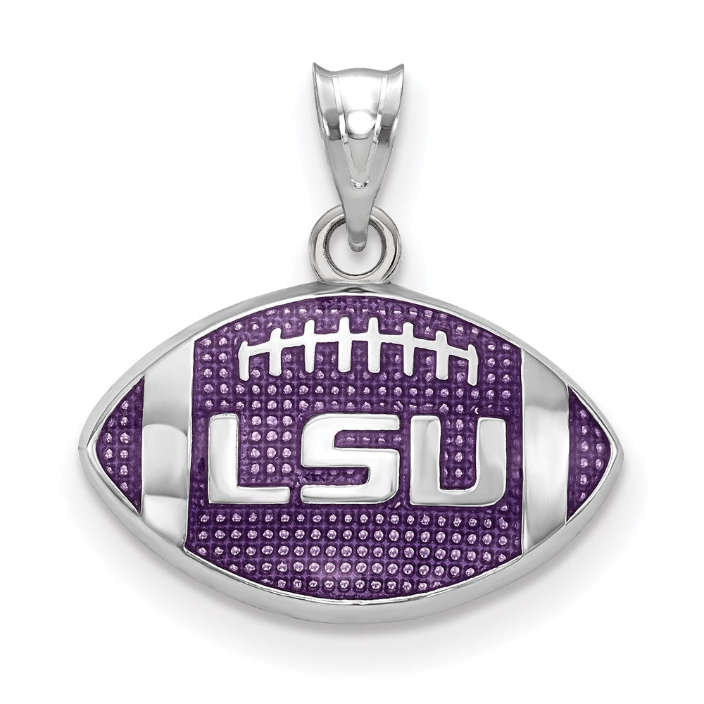 Sterling Silver Rhodium-plated Louisiana State U. Enamel Pendant