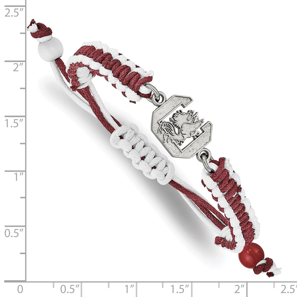 Stainless Steel University of South Carolina Red Cord Bracelet