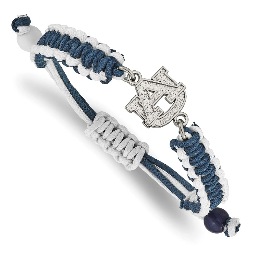 Stainless Steel Auburn University A-U Adjustable Cord Bracelet