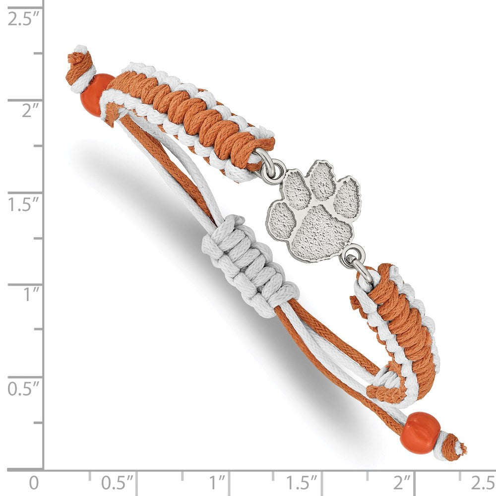 Stainless Steel Clemson University Adjustable Cord Bracelet