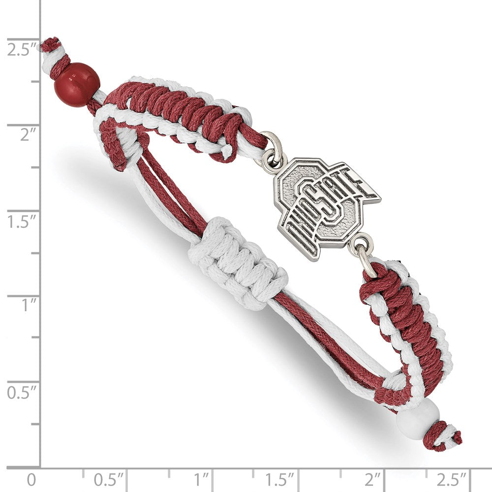 Stainless Steel Ohio State University Adjustable Cord Bracelet