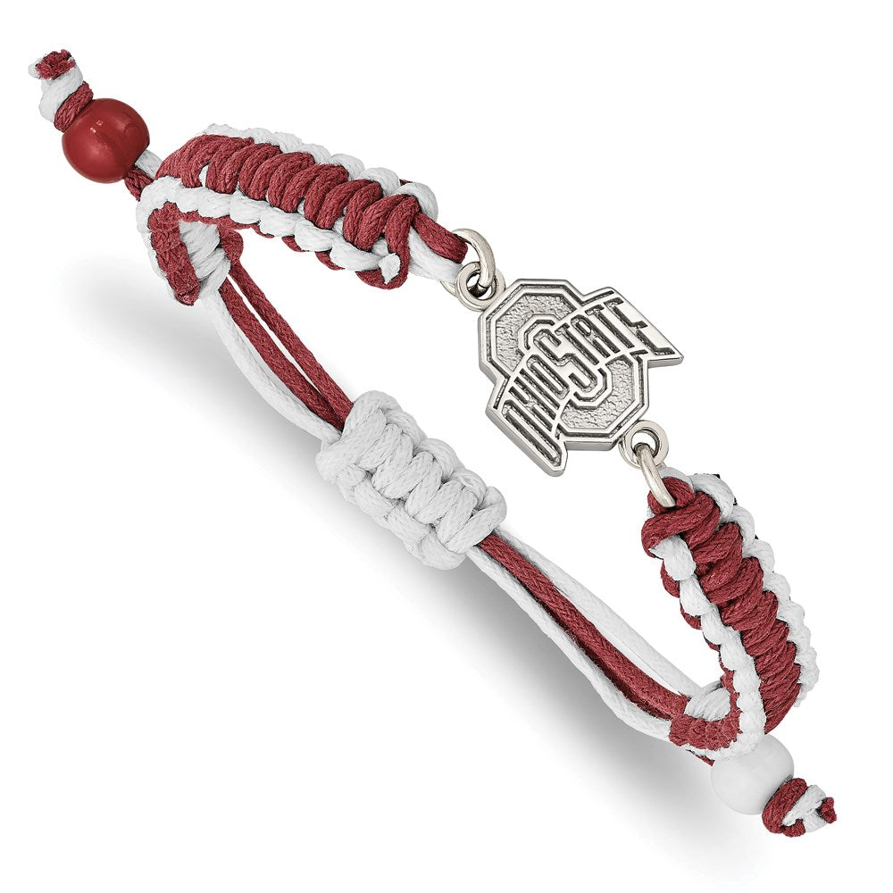 Stainless Steel Ohio State University Adjustable Cord Bracelet