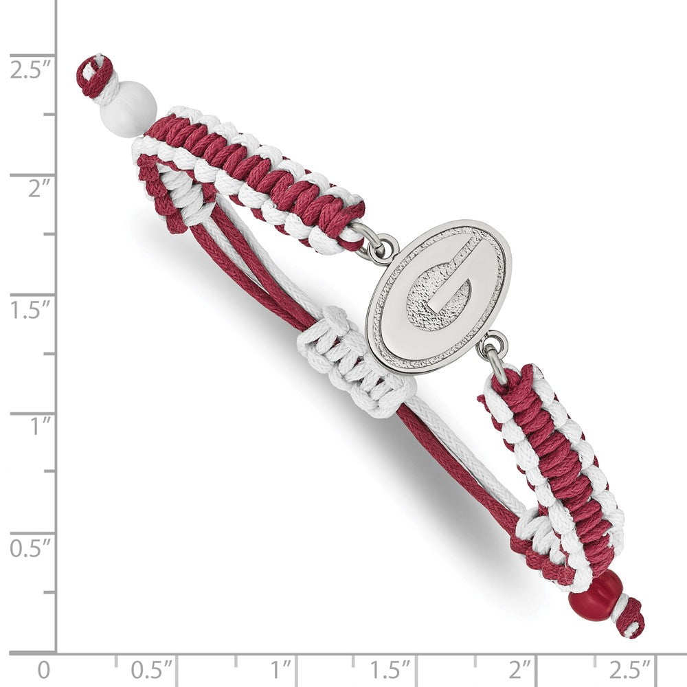 Stainless Steel University of Georgia Adjustable Cord Bracelet