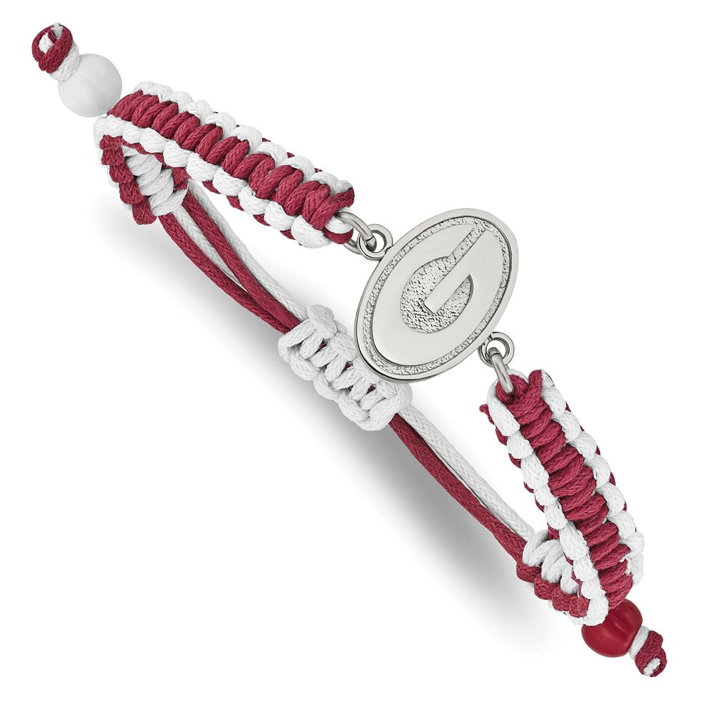 Stainless Steel University of Georgia Adjustable Cord Bracelet