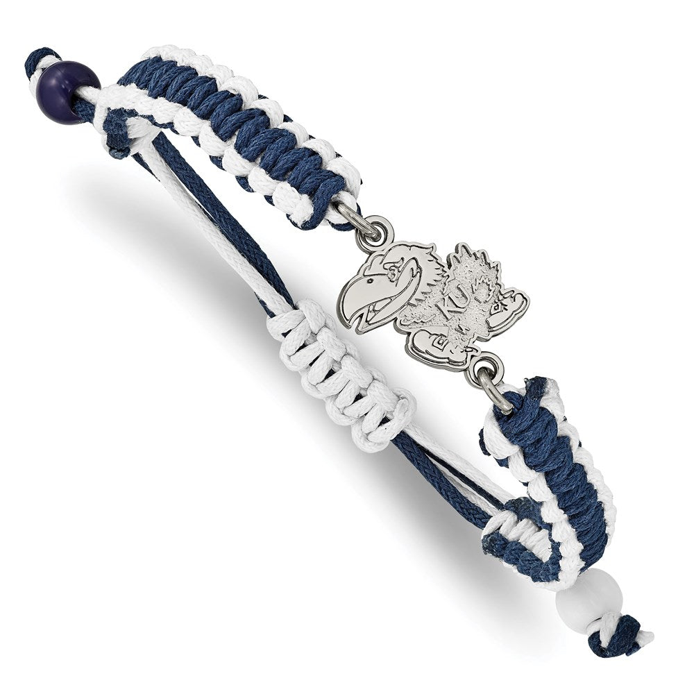 Stainless Steel University of Kansas Adjustable Cord Bracelet