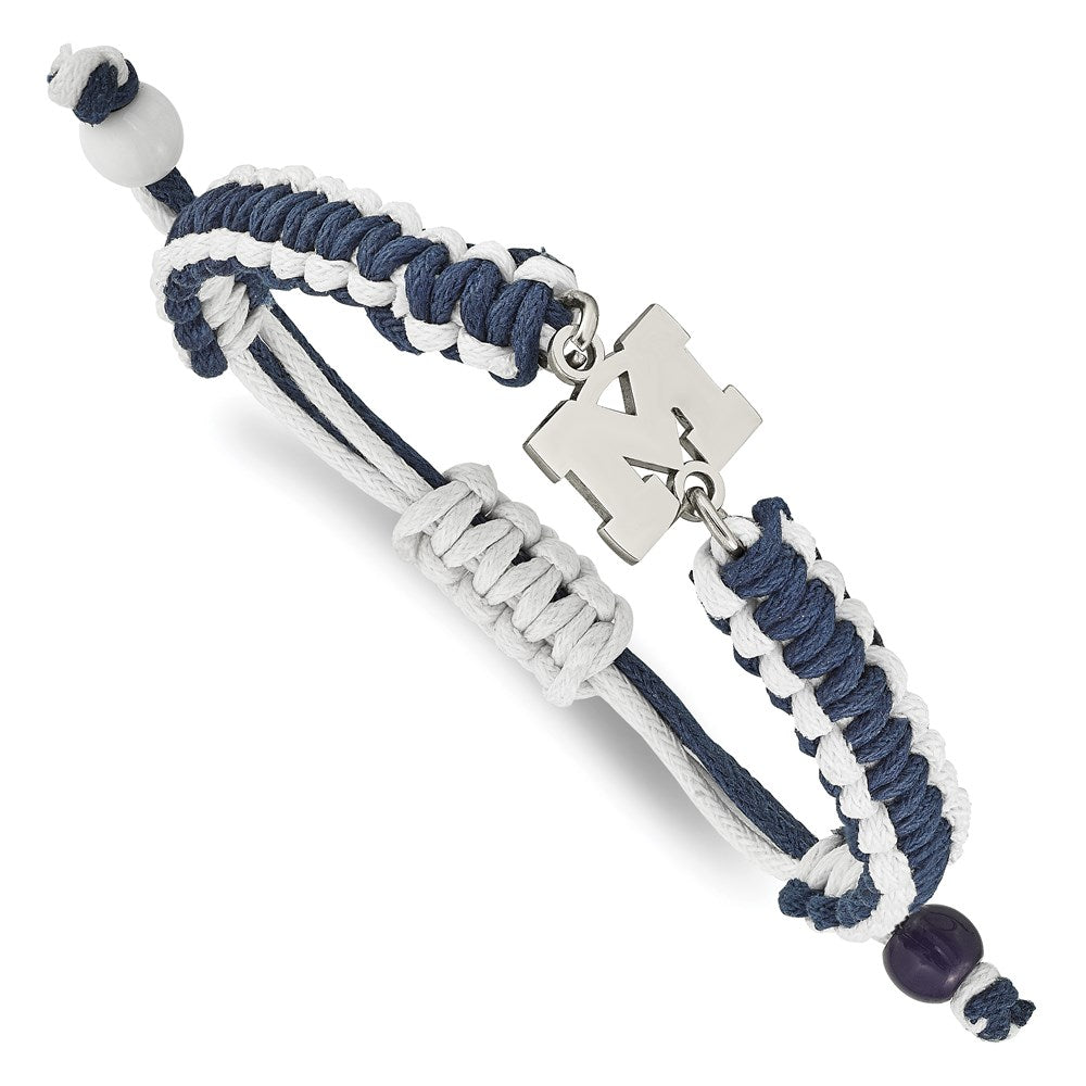 Stainless Steel University of Michigan Adjustable Cord Bracelet