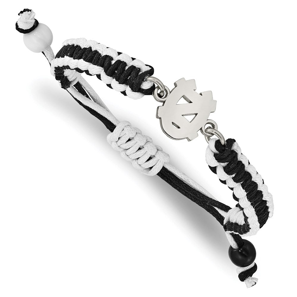 Stainless Steel Univ. of North Carolina Adjustable Cord Bracelet
