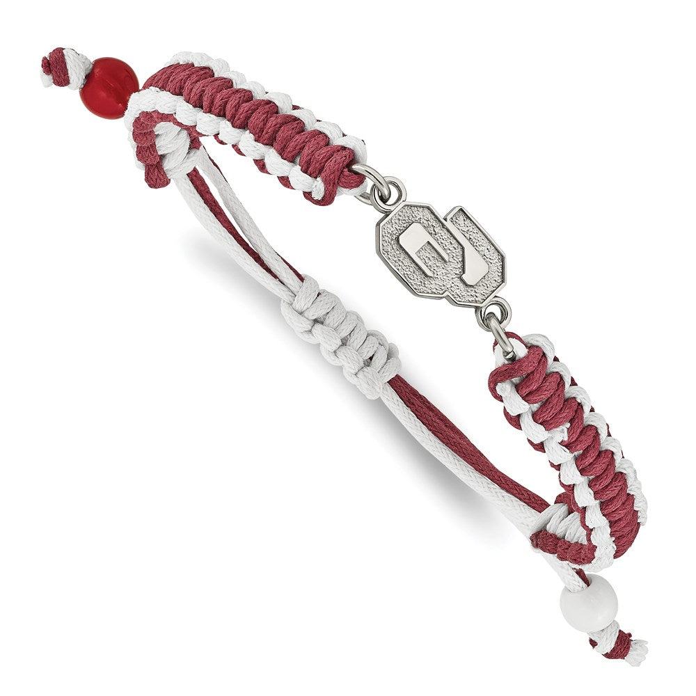 Stainless Steel Univ. of Oklahoma Adjustable Cord Bracelet