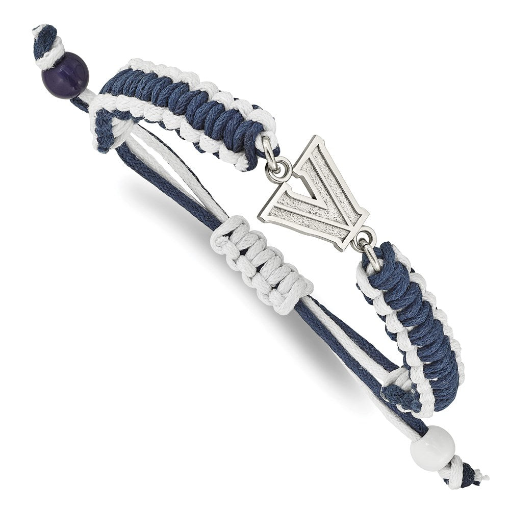Stainless Steel Villanova University Adjustable Cord Bracelet