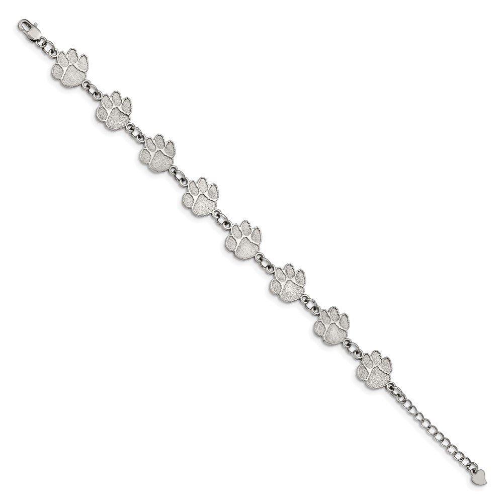 Stainless Steel Clemson University Bracelet with 1.5 in Ext