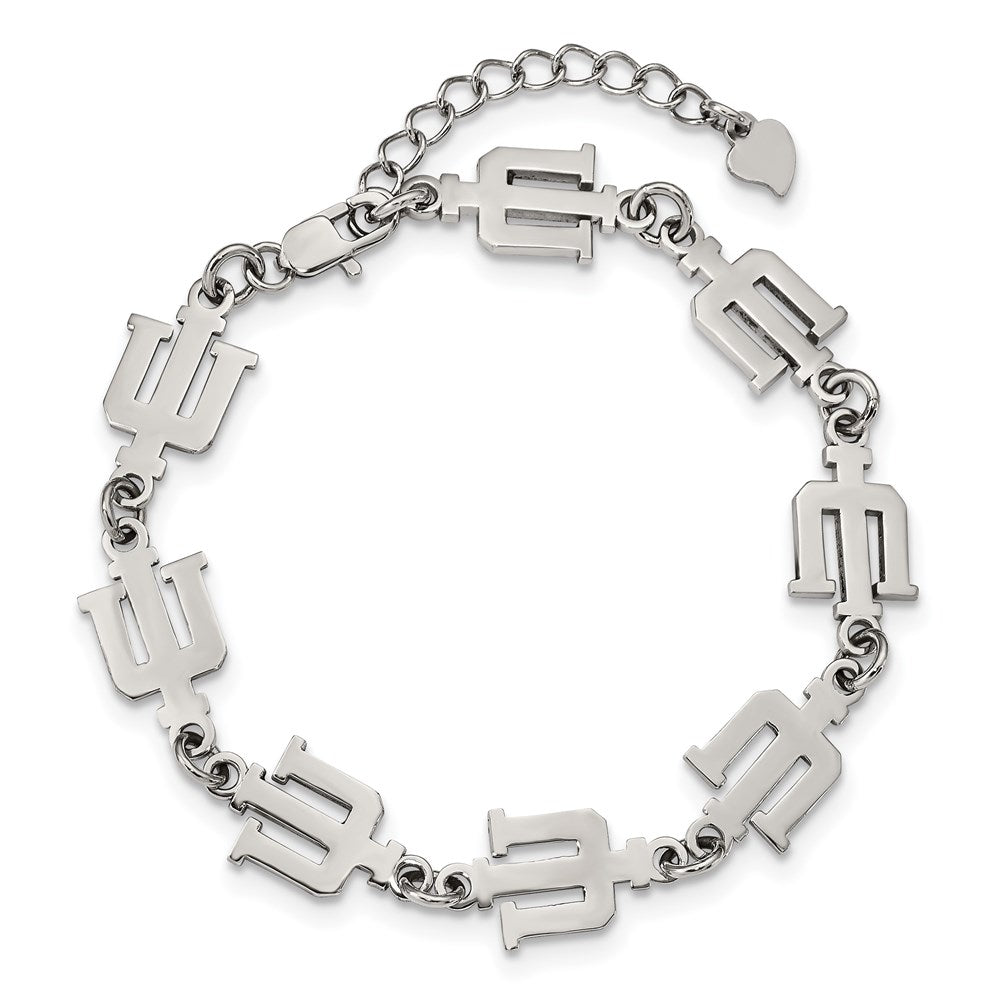 Stainless Steel Indiana University Link Bracelet with 1.5 in Ext