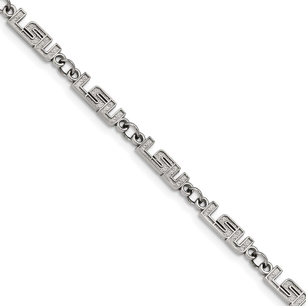 Stainless Steel Louisiana State U. Link Bracelet with 1.5 in Ext