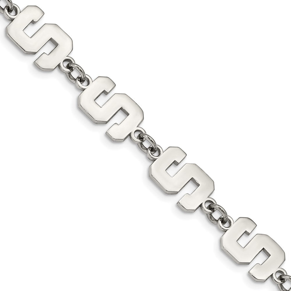 Stainless Steel Michigan State University Bracelet with 1.5 in Ext