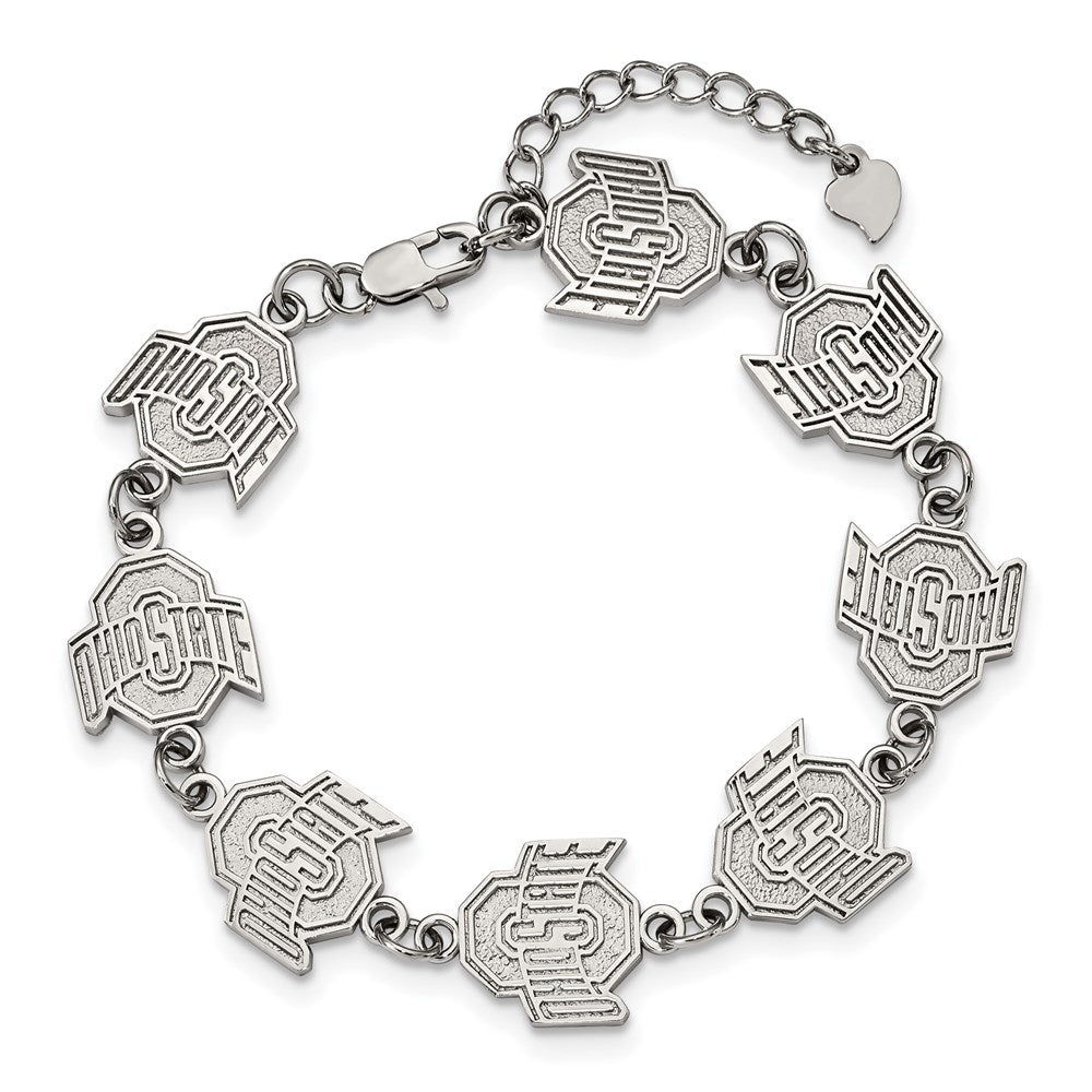 Stainless Steel Ohio State University Link Bracelet with 1.5 in Ext