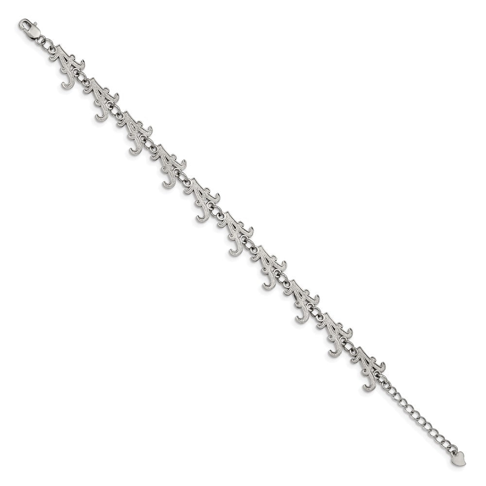 Stainless Steel University of Alabama Link Bracelet with 1.5 in Ext