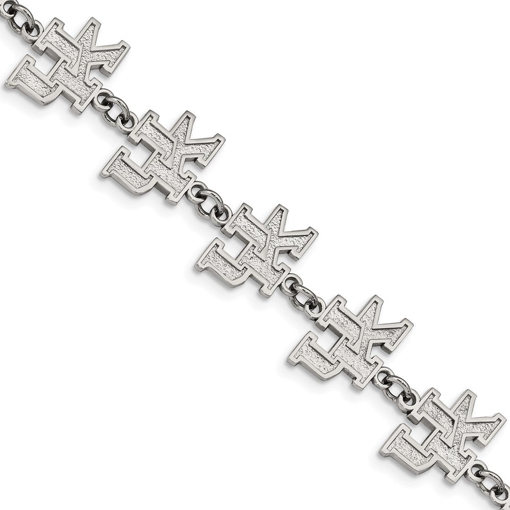 Stainless Steel U. of Kentucky Link Bracelet with 1.5 in Ext