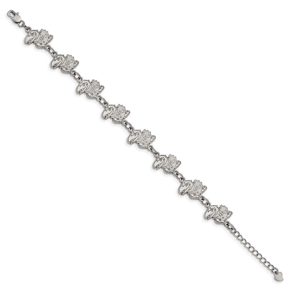 Stainless Steel University of Kansas Bracelet with 1.5 in Ext