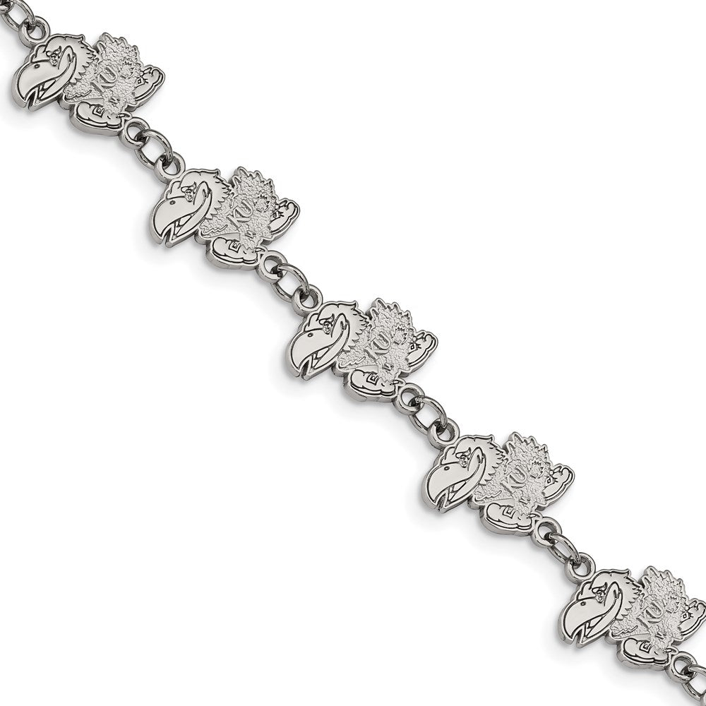 Stainless Steel University of Kansas Bracelet with 1.5 in Ext