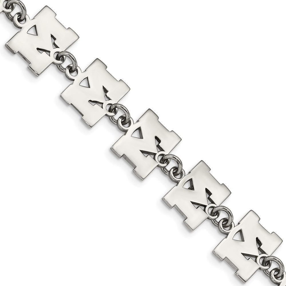 Stainless Steel University of Michigan Bracelet with 1.5 in Ext
