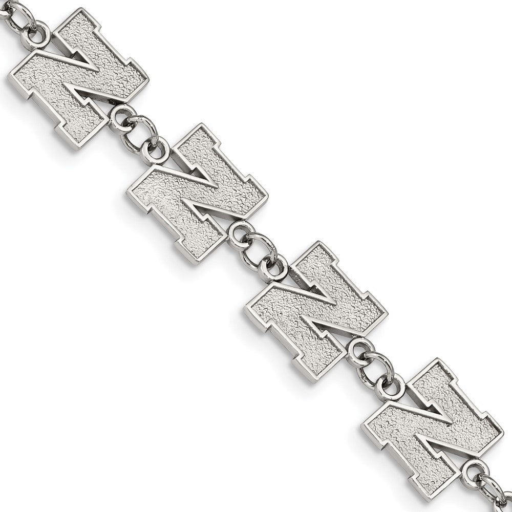 Stainless Steel University of Nebraska Bracelet with 1.5 in Ext