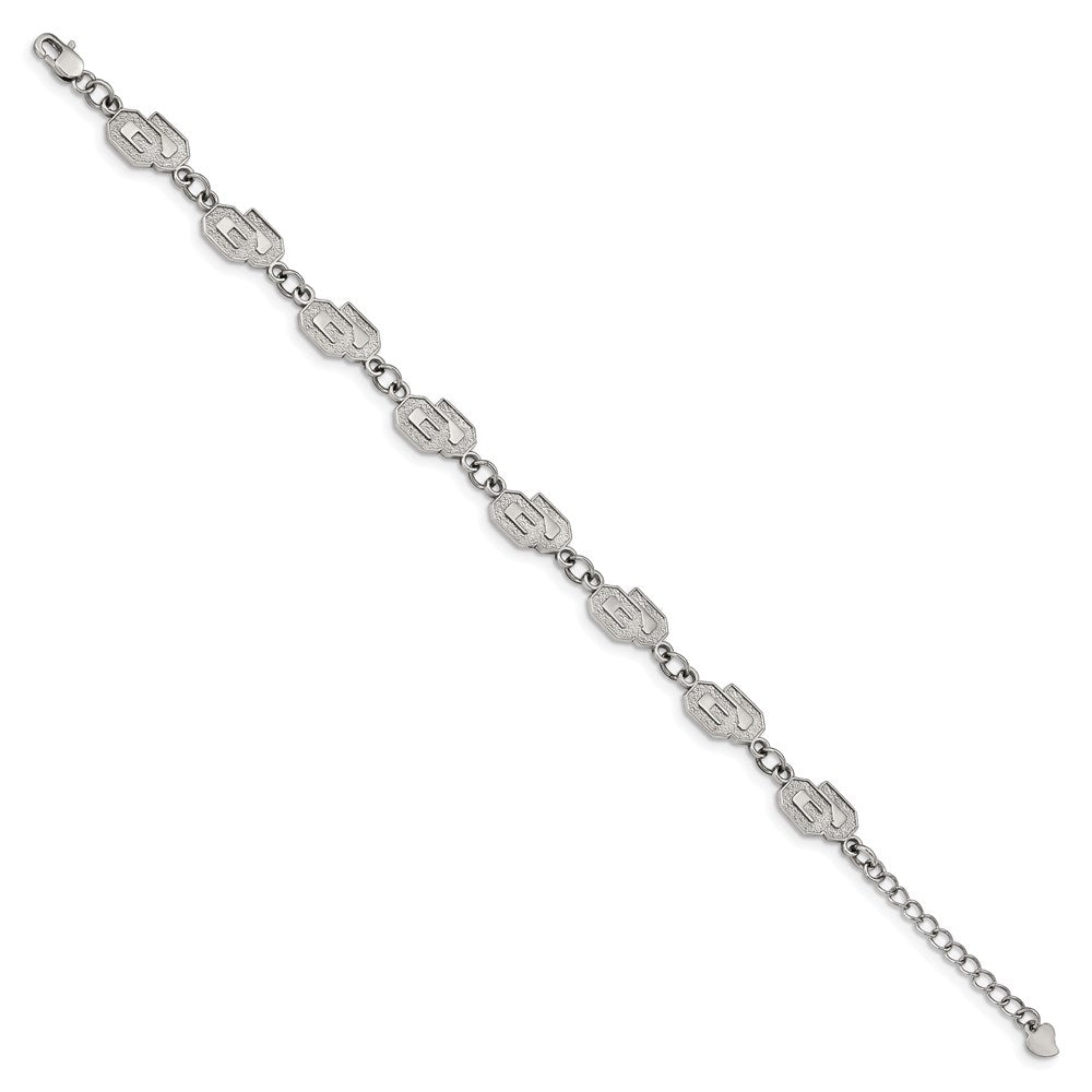 Stainless Steel Univ. of Oklahoma Link Bracelet with 1.5 in Ext