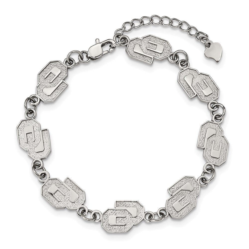 Stainless Steel Univ. of Oklahoma Link Bracelet with 1.5 in Ext