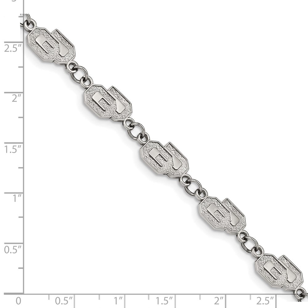 Stainless Steel Univ. of Oklahoma Link Bracelet with 1.5 in Ext