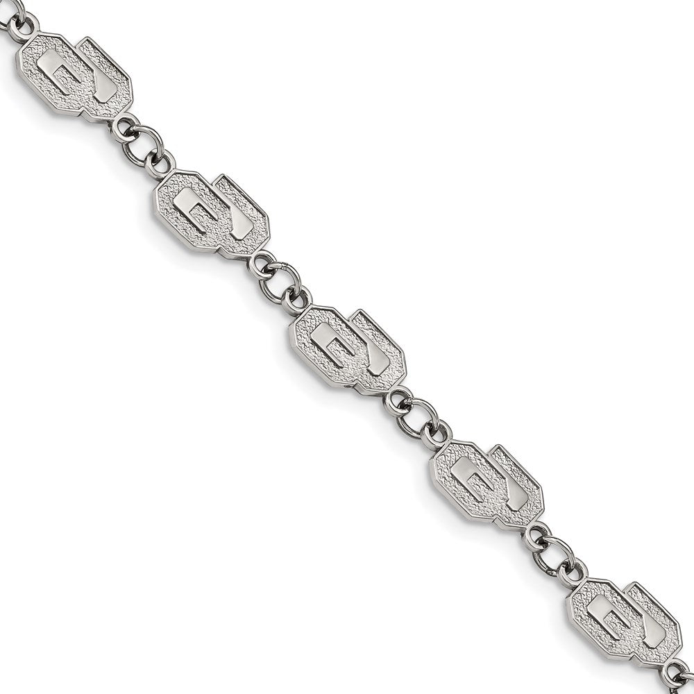 Stainless Steel Univ. of Oklahoma Link Bracelet with 1.5 in Ext