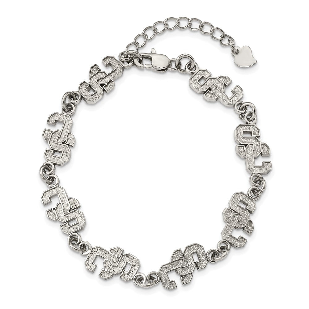 Stainless Steel U. of Southern California Bracelet with 1.5 in Ext