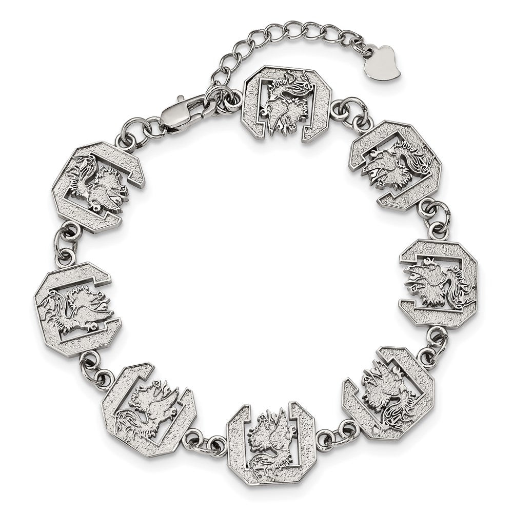 Stainless Steel U. of South Carolina Link Bracelet with 1.5 in Ext