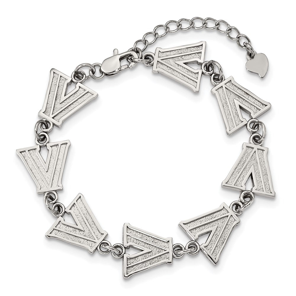 Stainless Steel Villanova University Link Bracelet with 1.5 in Ext