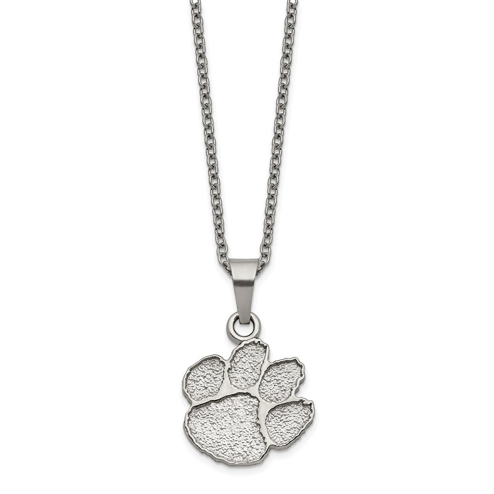 Stainless Steel Clemson University Pendant Necklace with 2 in Ext