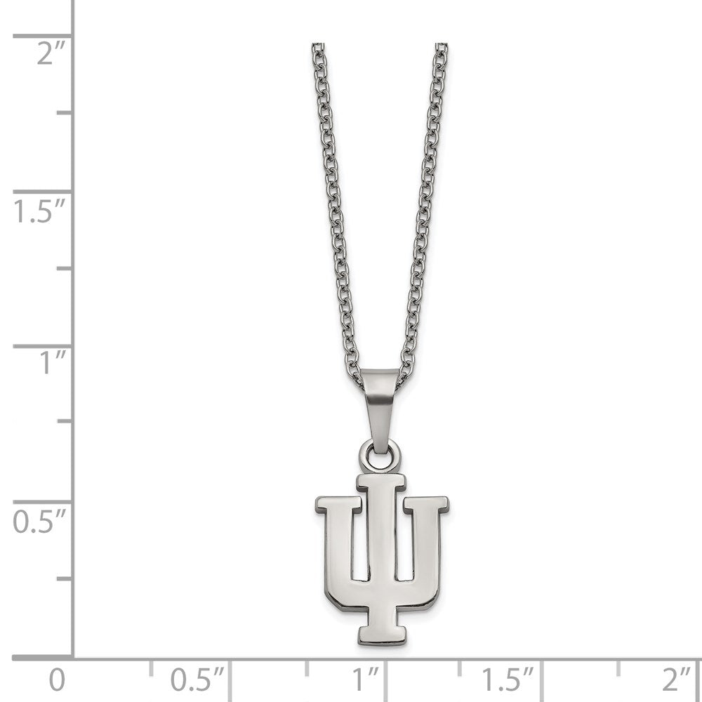 Stainless Steel Indiana Univ. Pendant Necklace with 2 in Ext