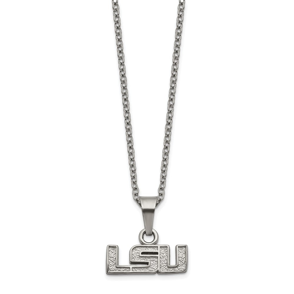Stainless Steel Louisiana State U. Necklace with 2 in Ext
