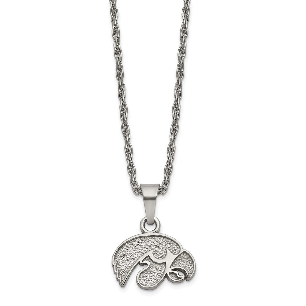 Stainless Steel University of Iowa Pendant Necklace with 2 in Ext