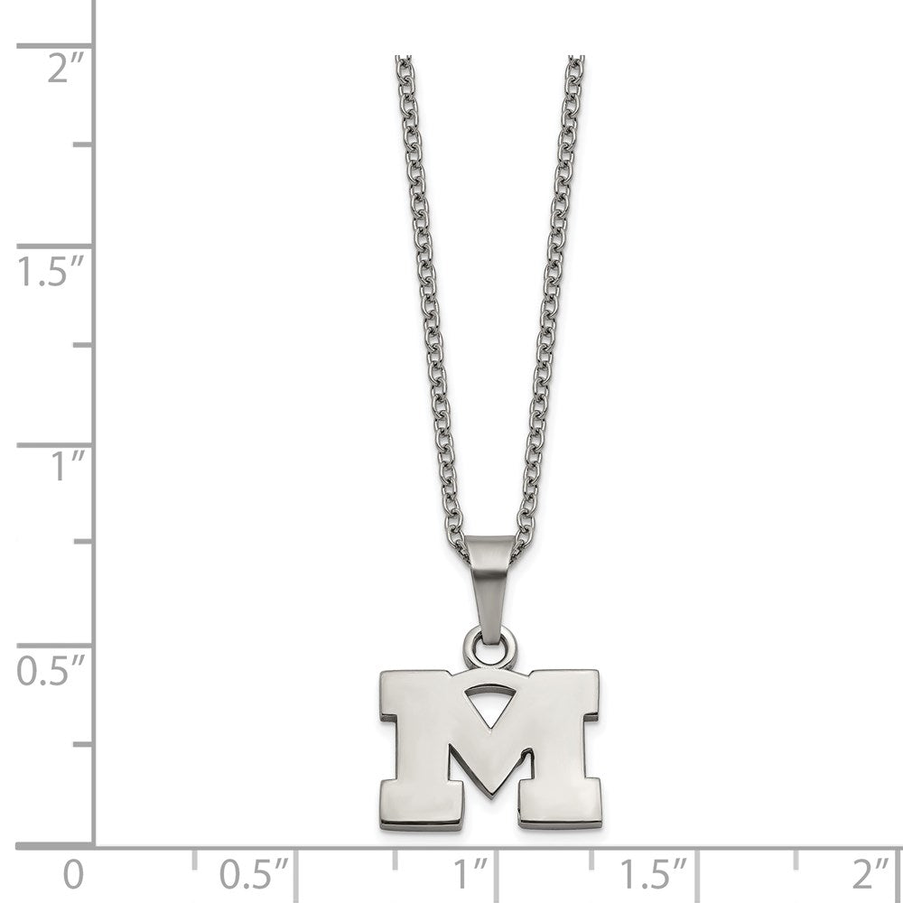 Stainless Steel University of Michigan Pendant Necklace with 2 in Ext