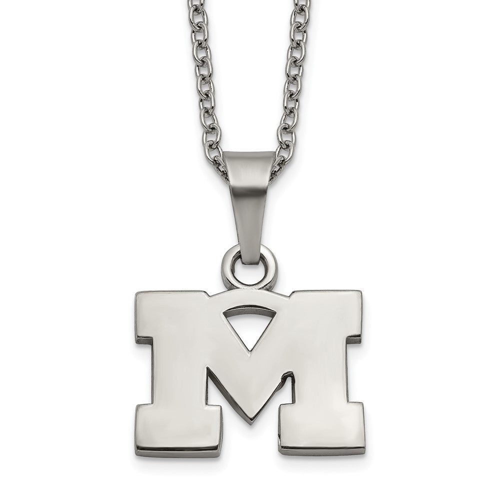 Stainless Steel University of Michigan Pendant Necklace with 2 in Ext