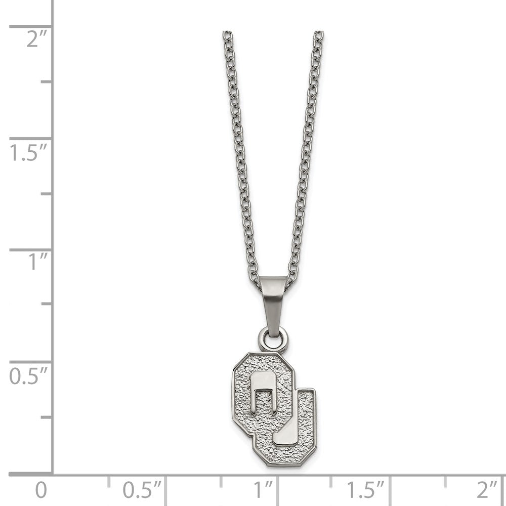 Stainless Steel Univ. of Oklahoma Pendant Necklace with 2 in Ext