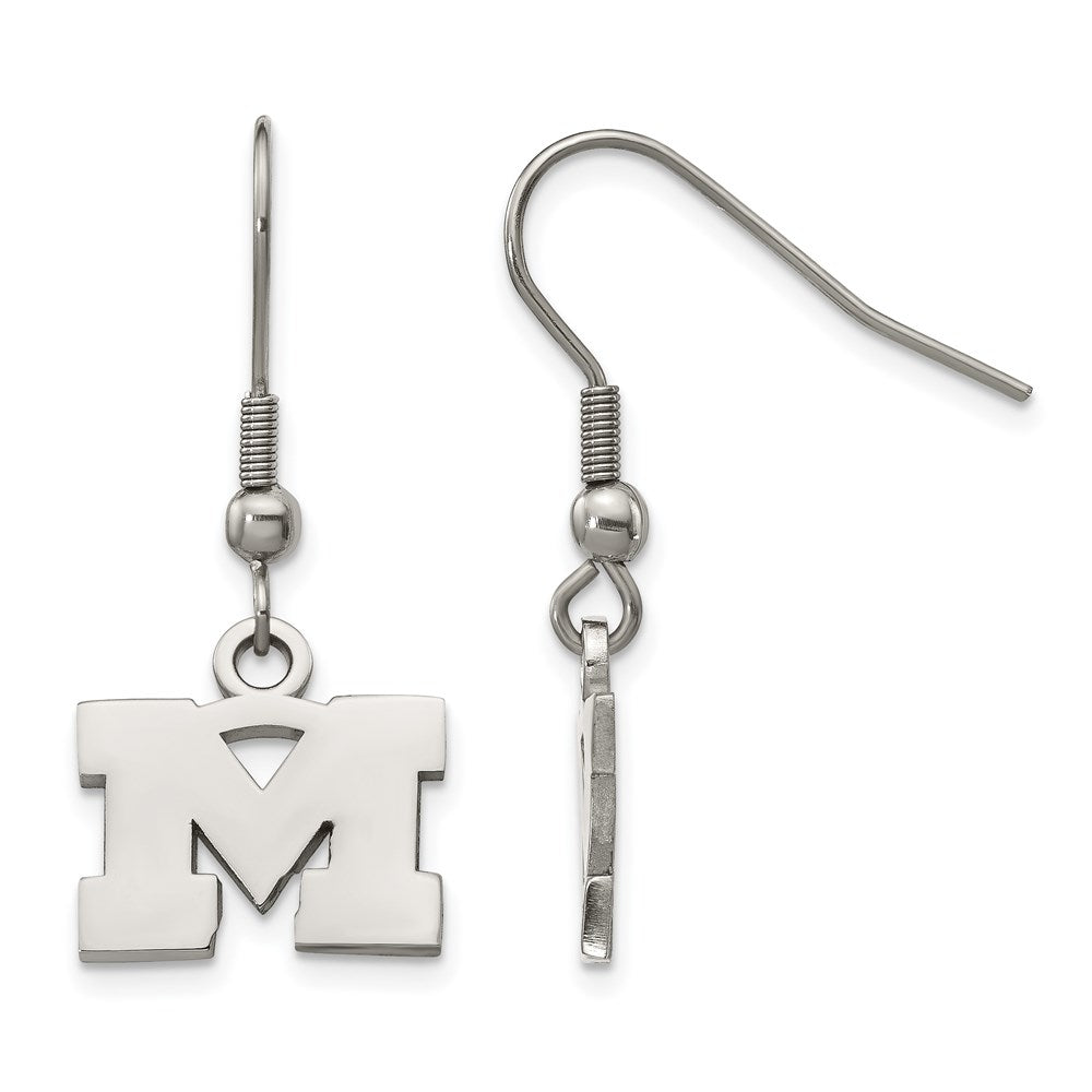 Stainless Steel University of Michigan Dangle Earrings
