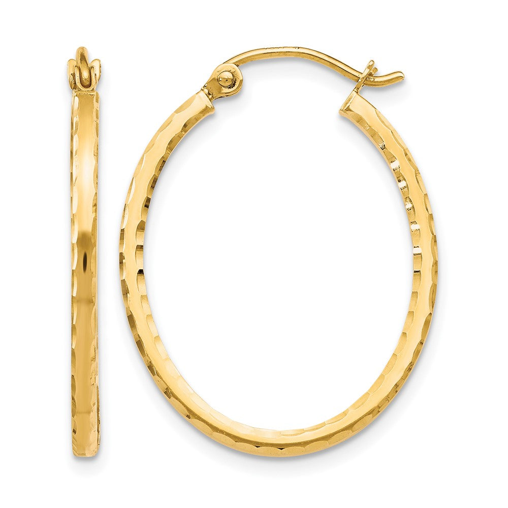 10K Diamond-cut Hinged Hoop Earrings