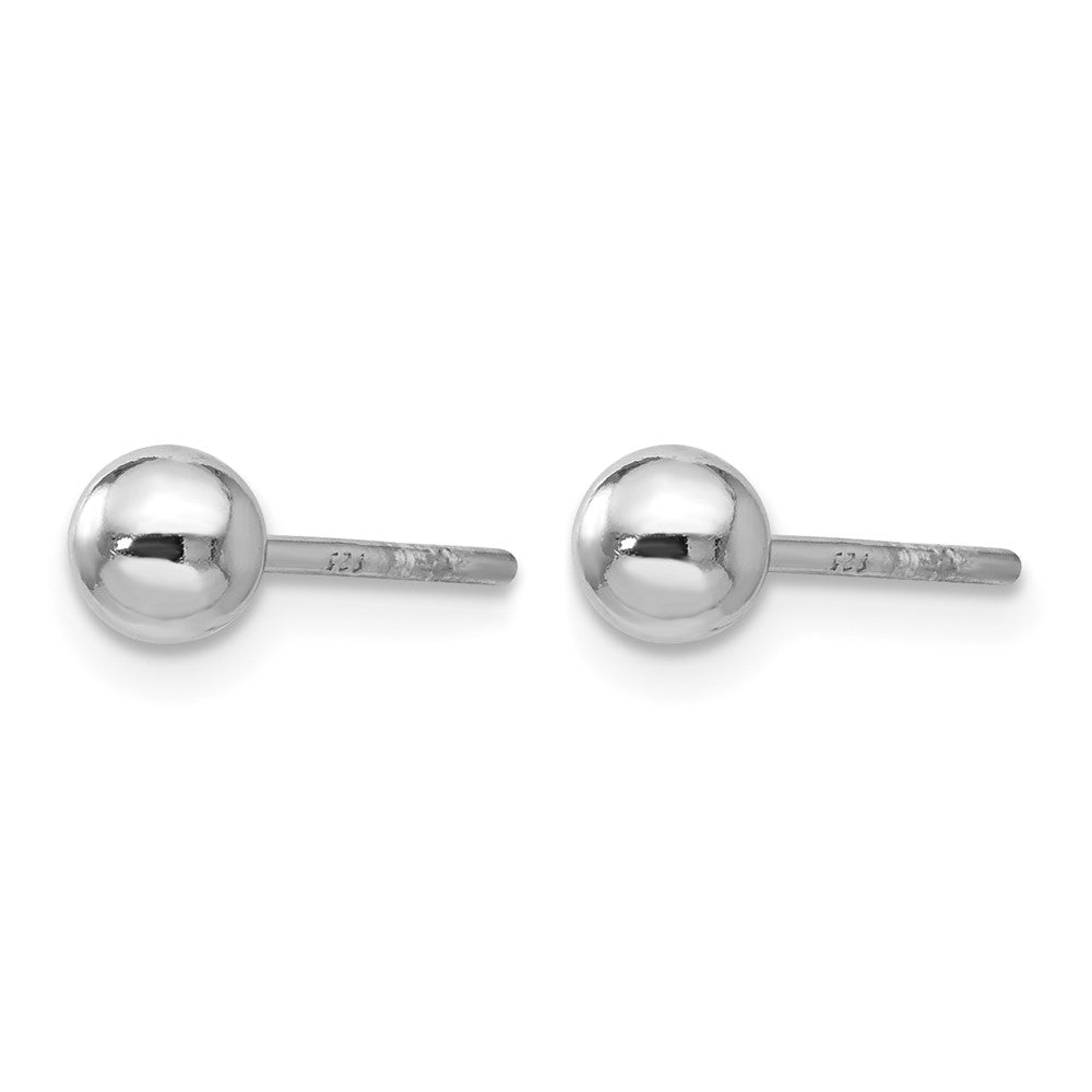 Sterling Silver Rhodium-plated 4mm Polished Ball Post Earrings