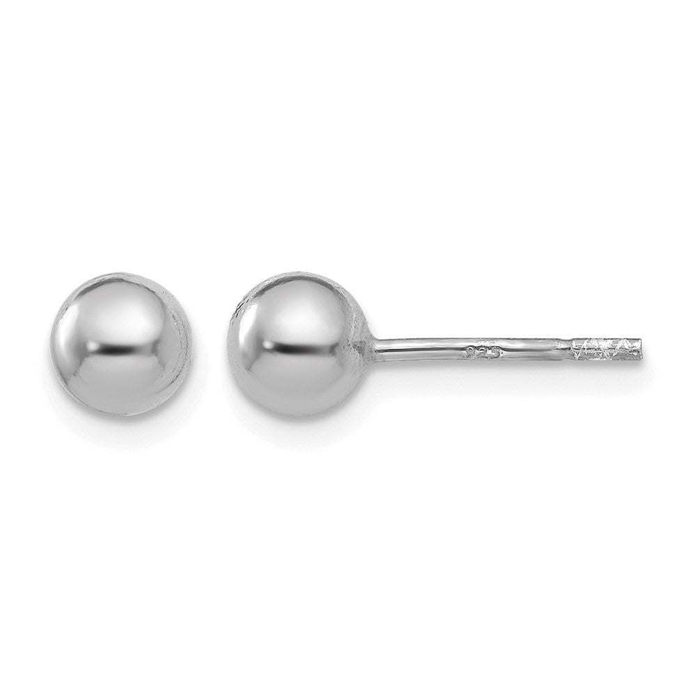 Sterling Silver Rhodium-plated 5mm Polished Ball Post Earrings