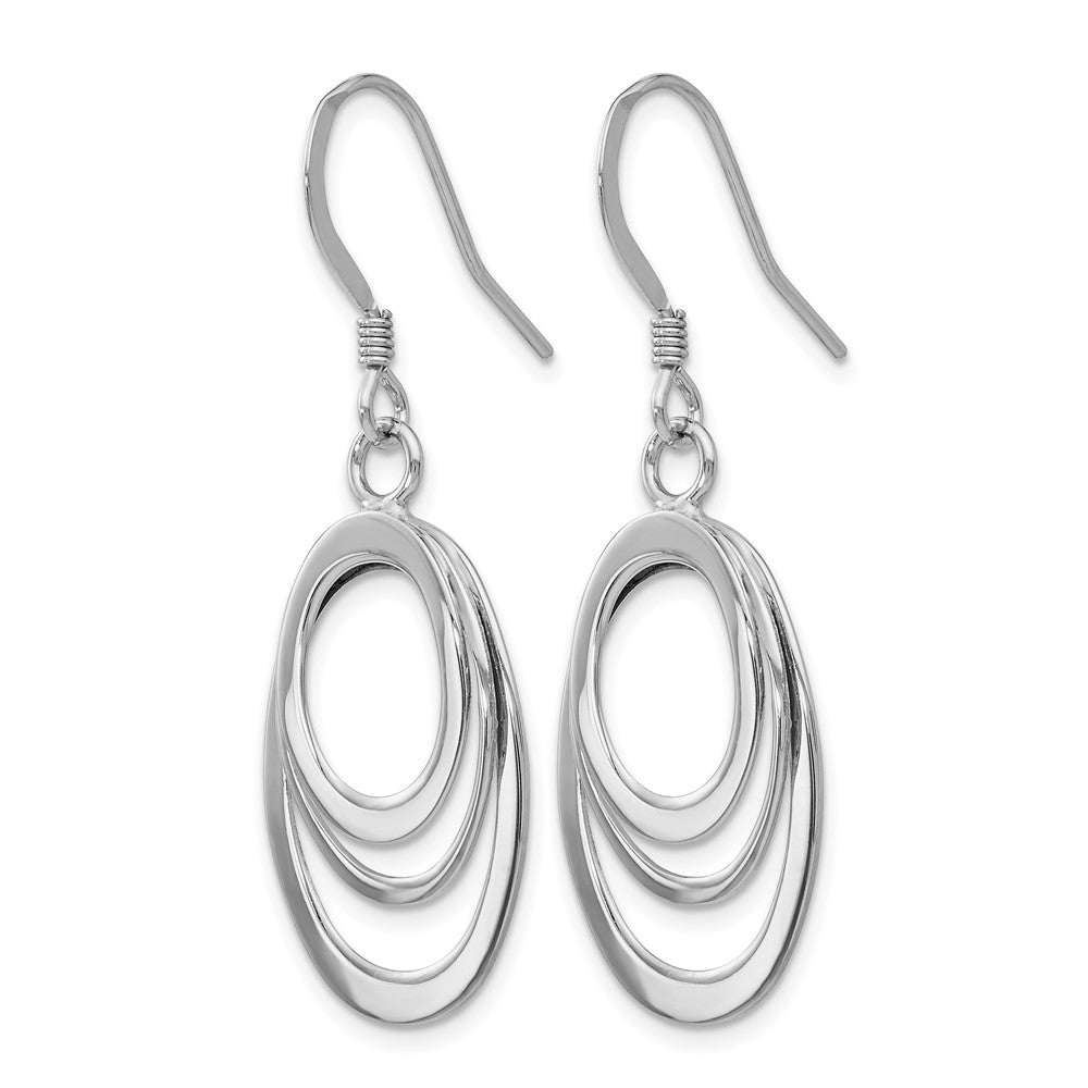 Sterling Silver Rhodium-plated Polished Shepherd Hook Dangle Earrings